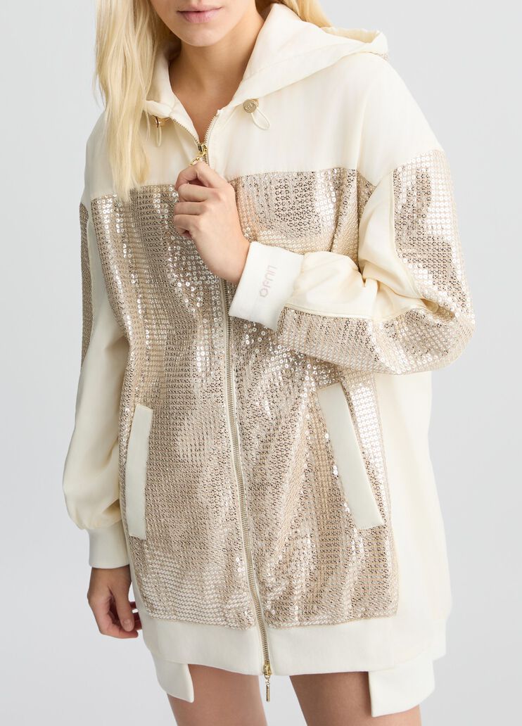 Parka with sequins