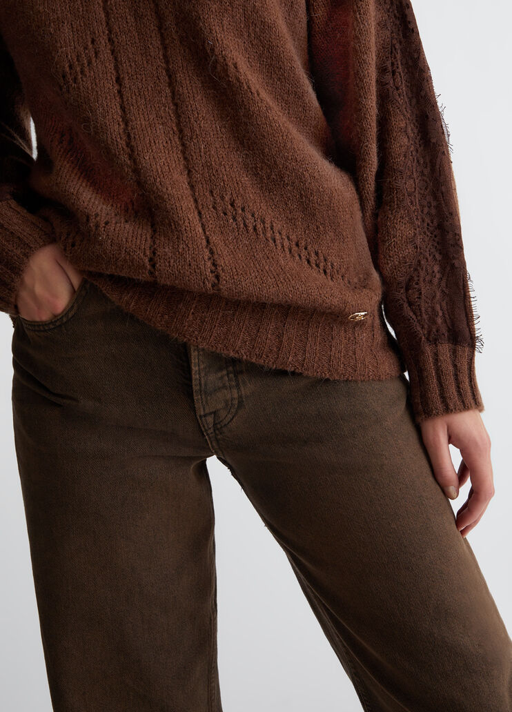 Wool-blend sweater with hood