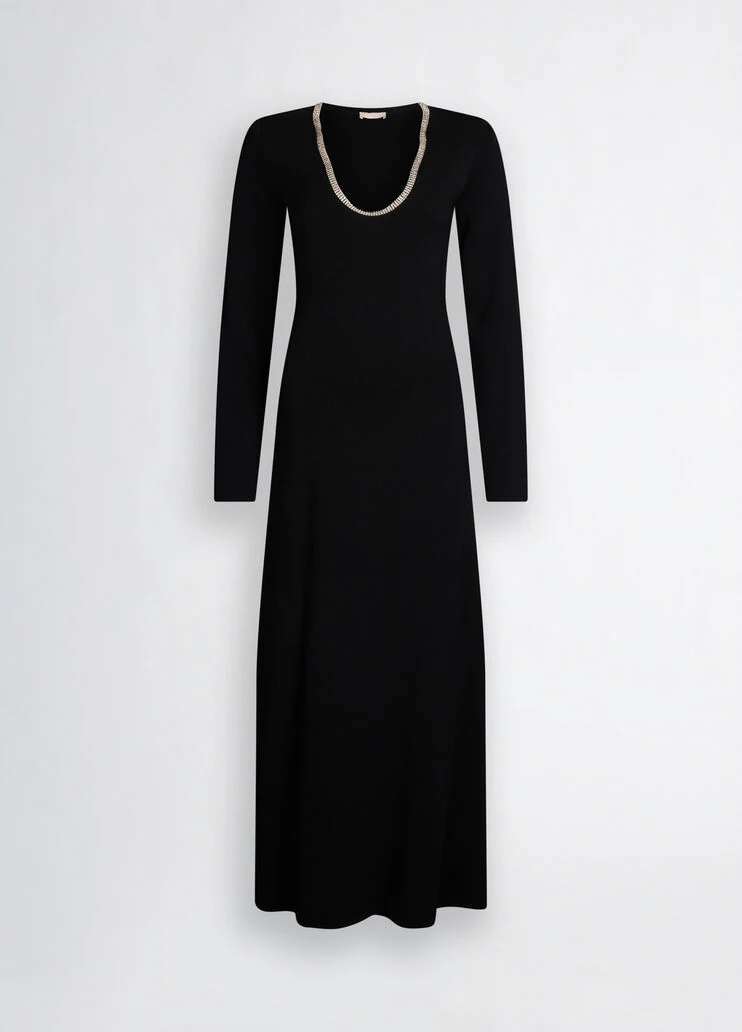 Knit dress with rhinestones