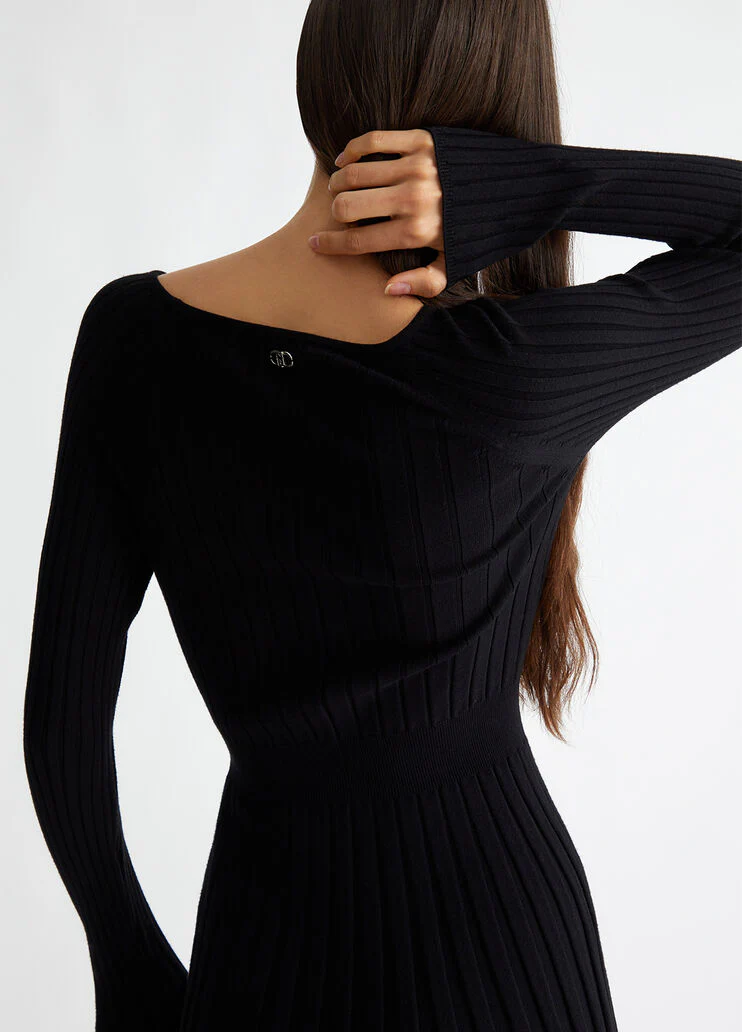 Rib-knit dress with studs