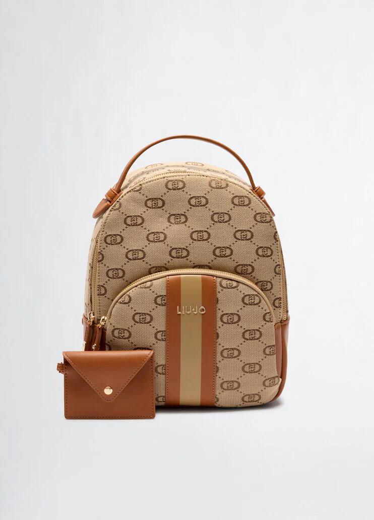 Jacquard backpack with clutch