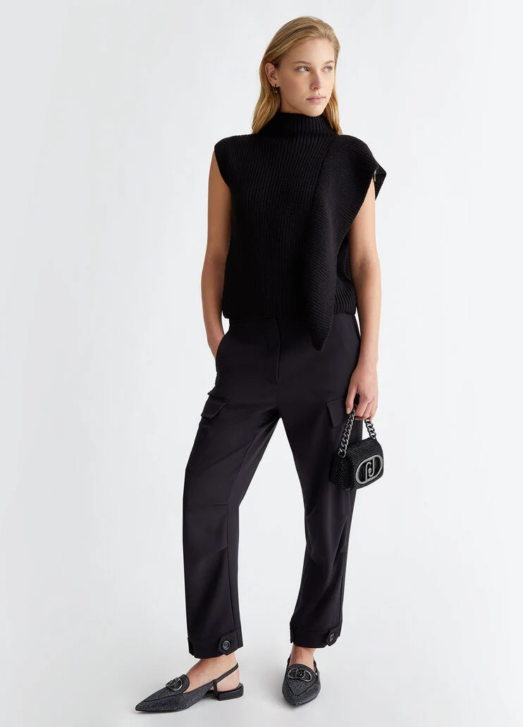 Rib-knit wool-blend sweater