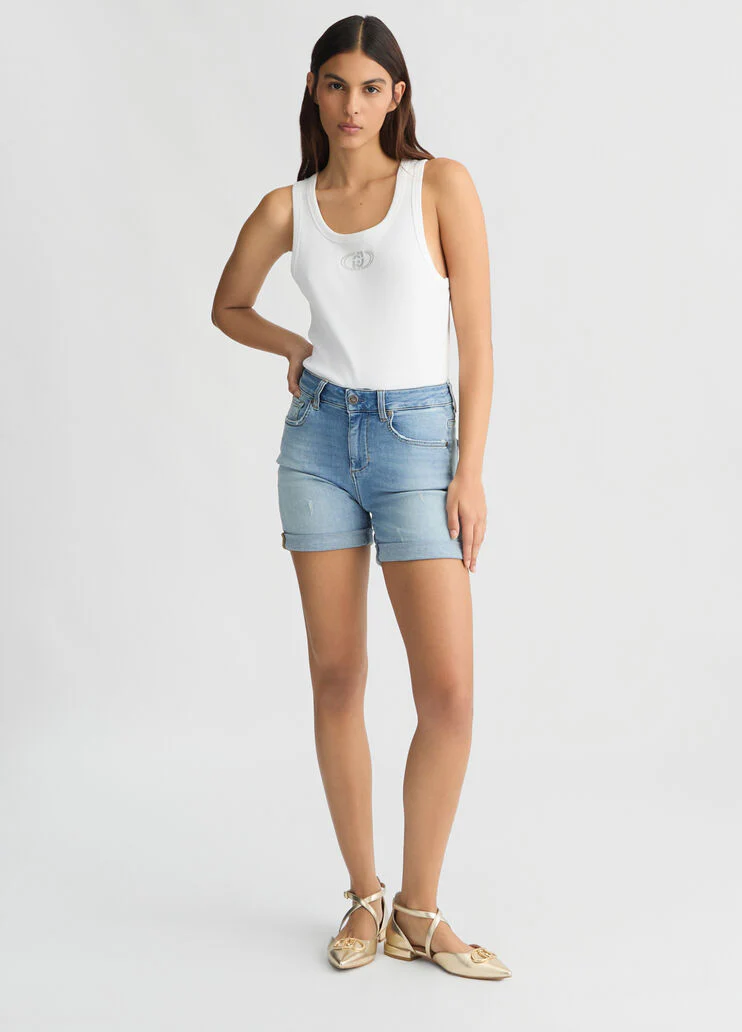 Light blue denim shorts