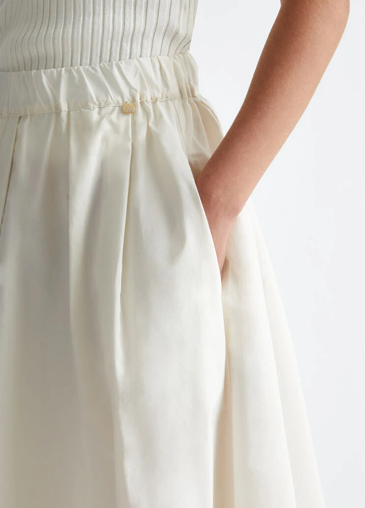 Long white taffeta skirt
