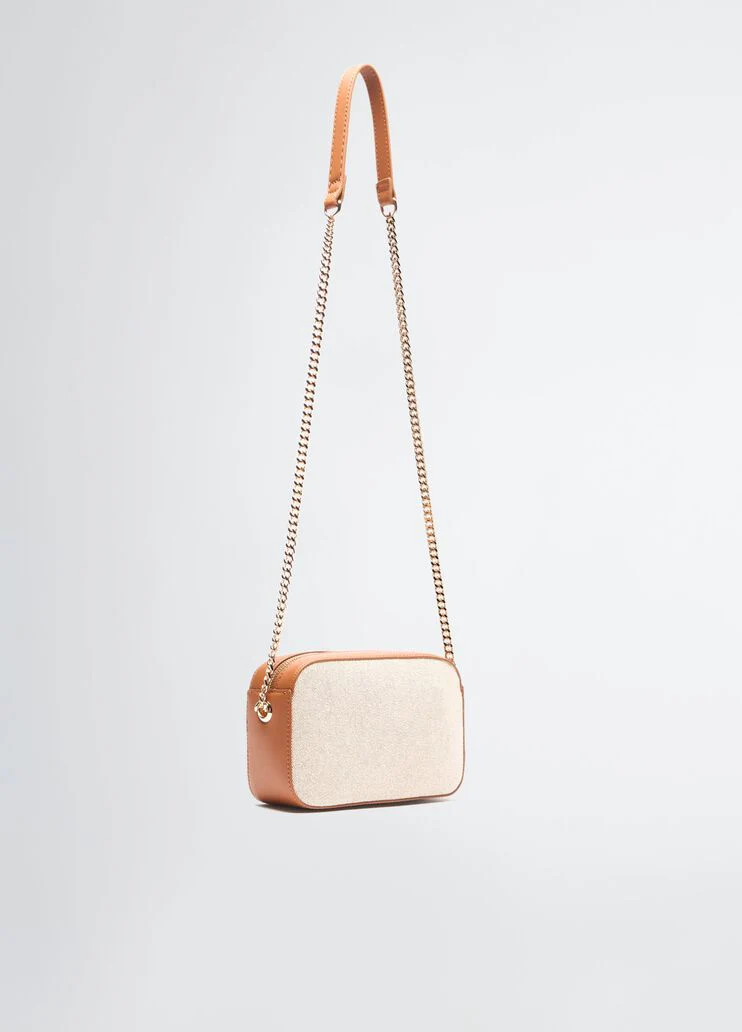 Beige and brown crossbody bag