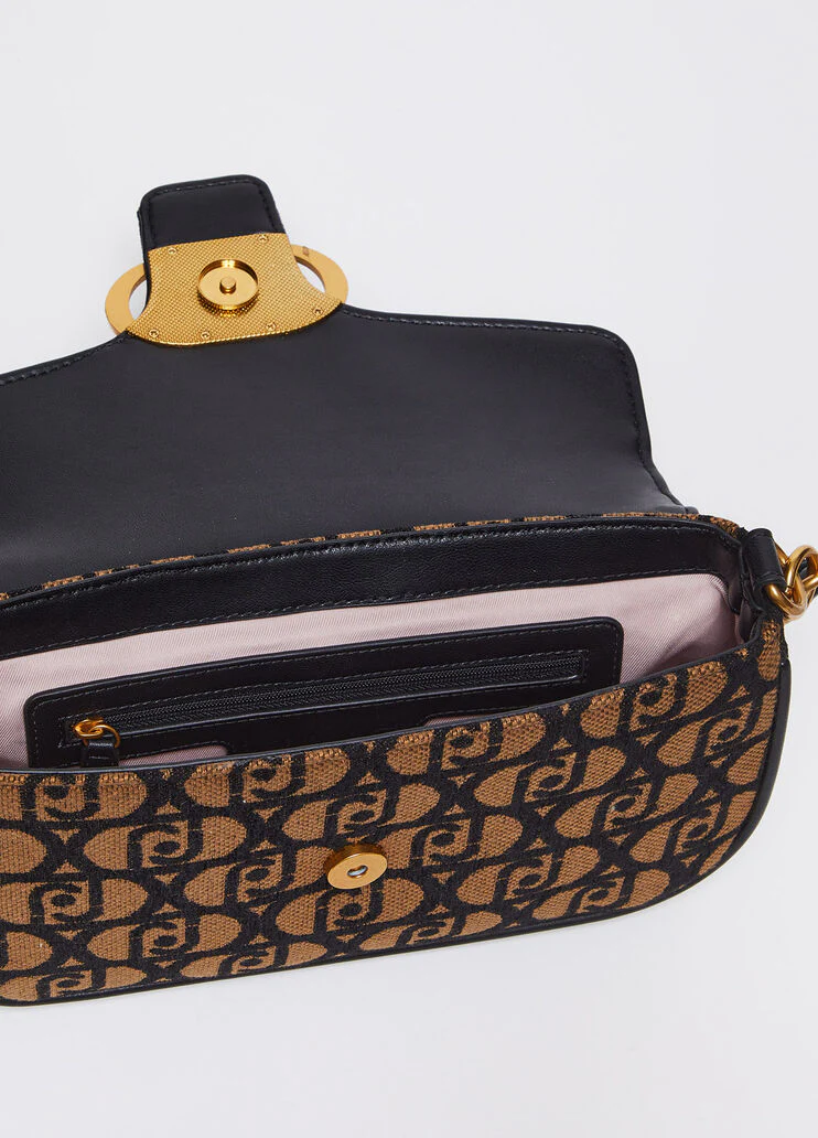 Jacquard shoulder bag with logo