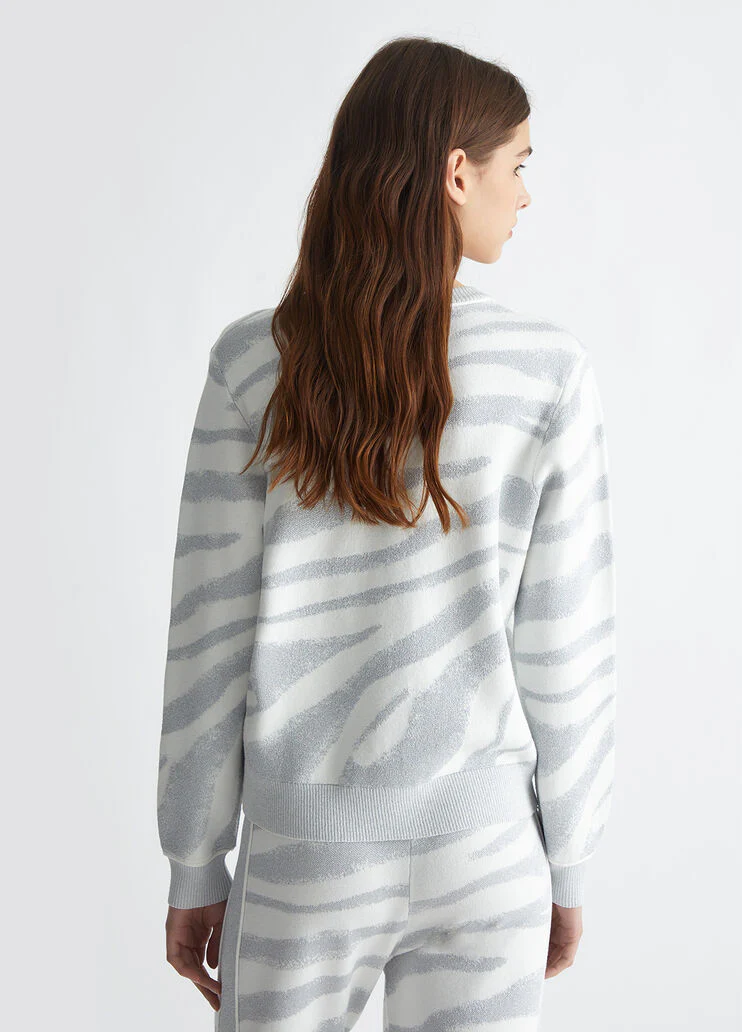 Animal-print jacquard sweater
