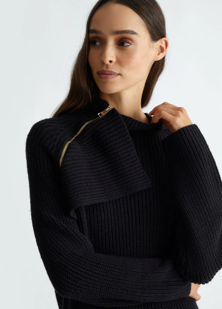 Rib-knit wool-blend sweater