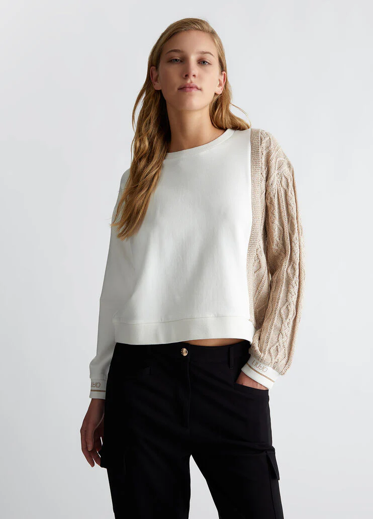 Black sweatshirt with knit insert