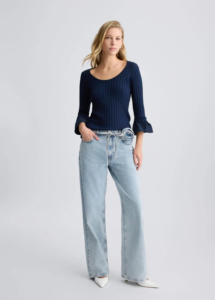 Jumper with flounced sleeves