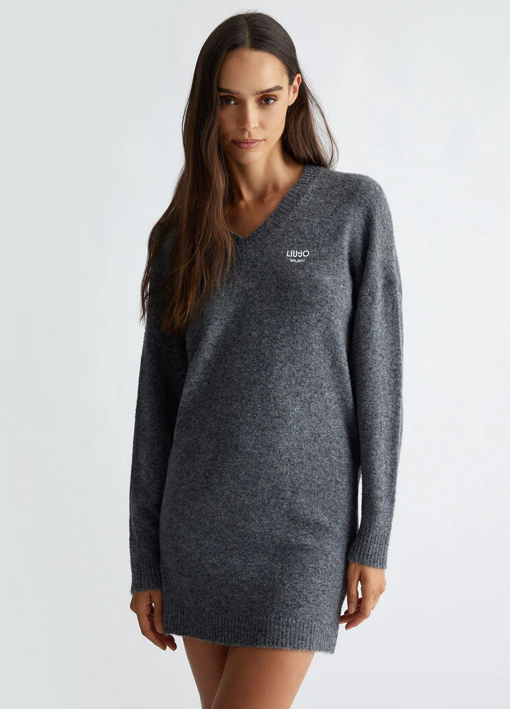 Wool-blend knit dress