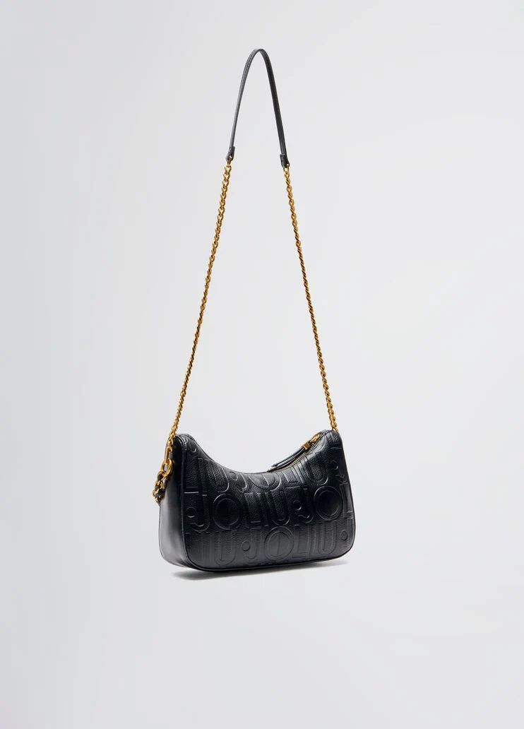 Black shoulder bag with logo