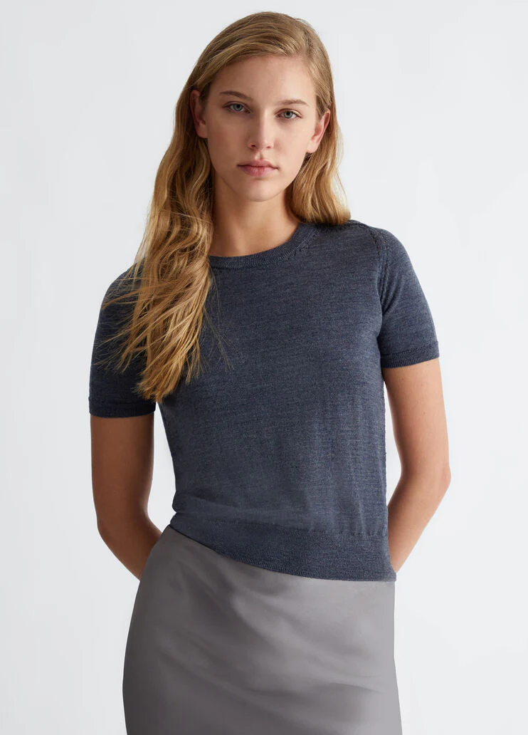 Wool knit T-shirt