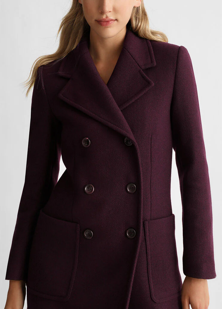 Double-breasted wool-blend coat