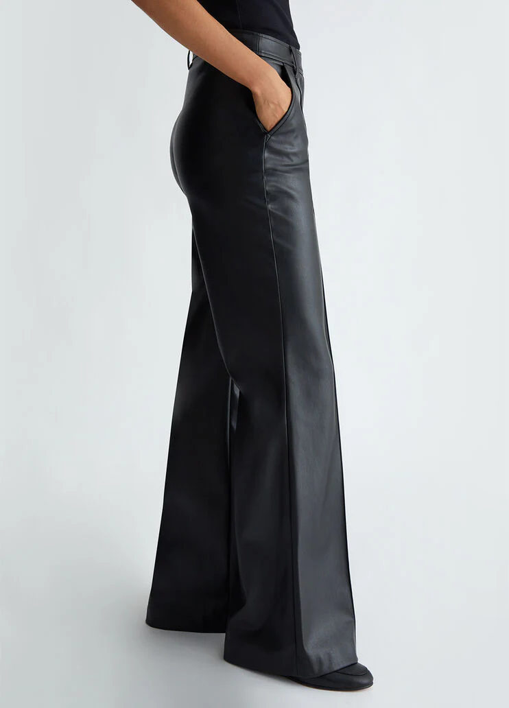 Coated fabric palazzo trousers