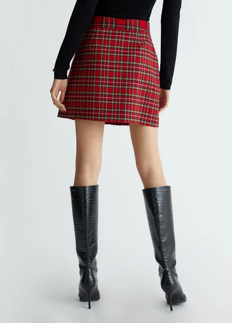Pleated tartan miniskirt