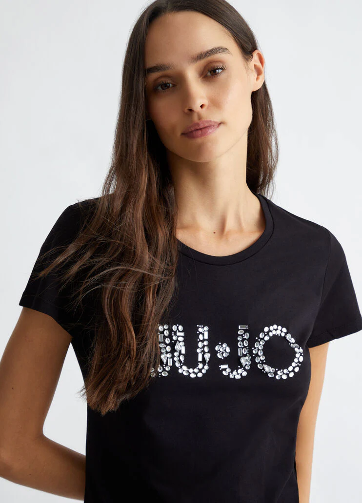 T-shirt with logo and gemstones