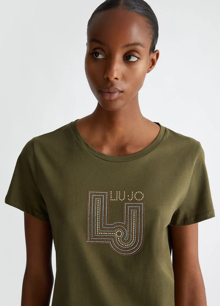 T-shirt with logo and gemstones