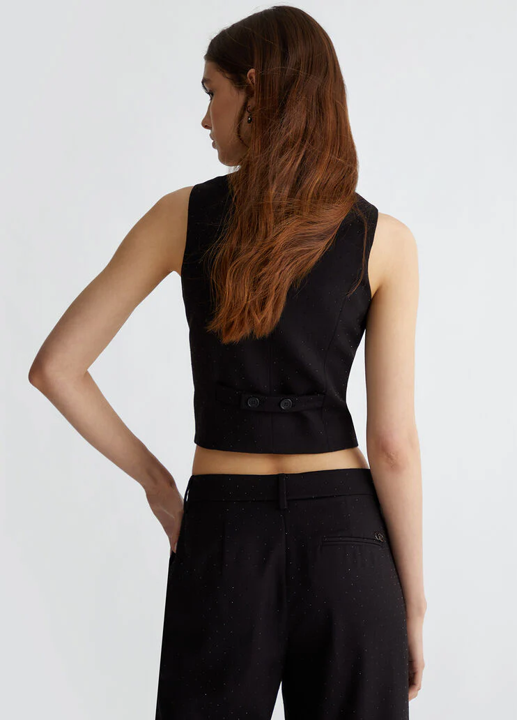 Twill waistcoat with appliqués