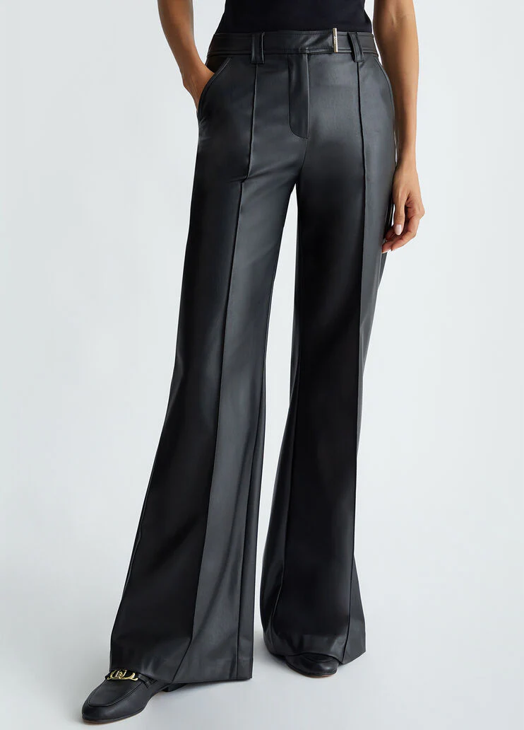 Coated fabric palazzo trousers