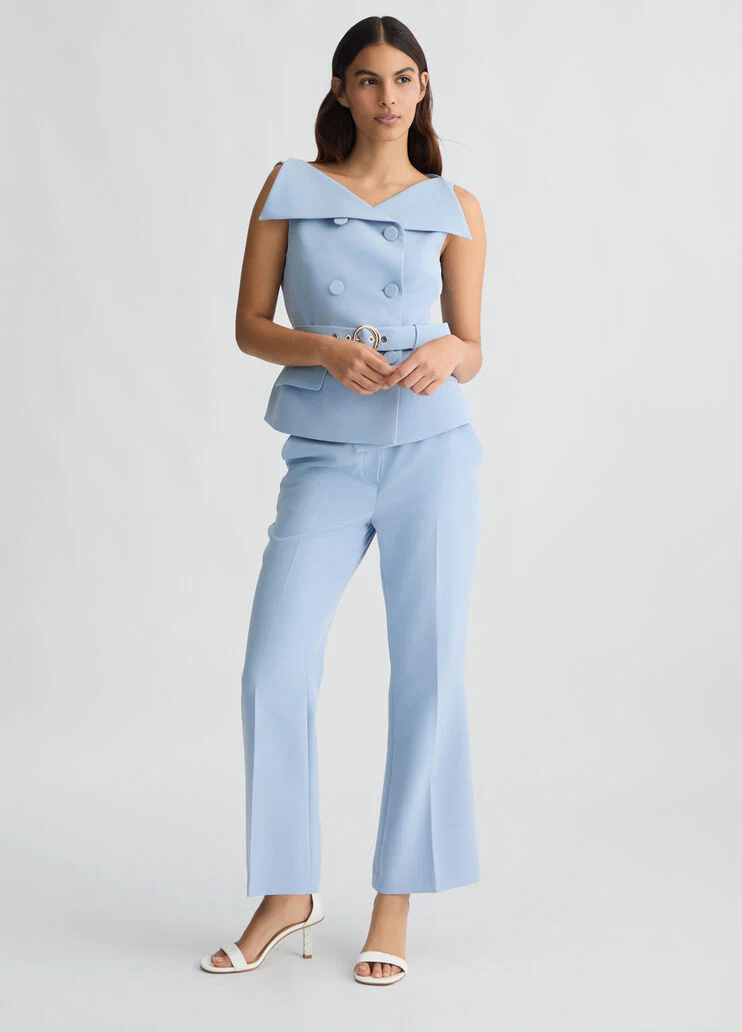 Double-breasted waistcoat with belt