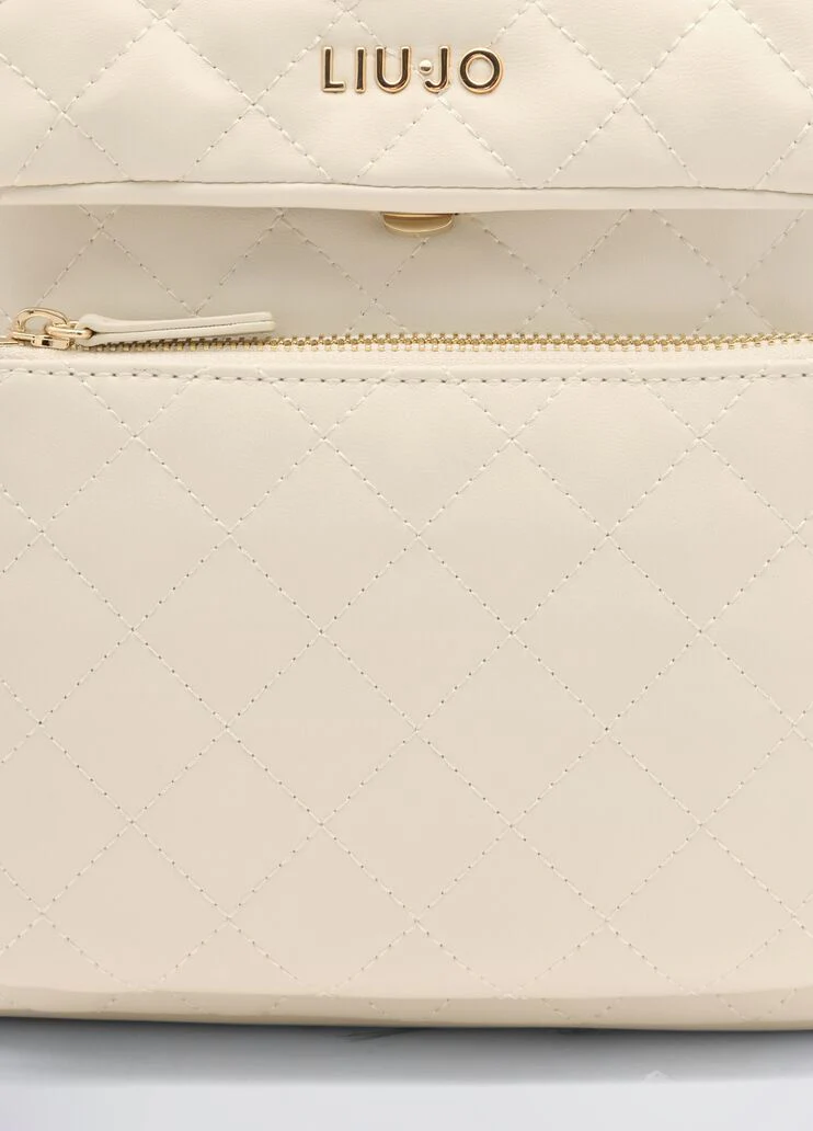 Quilted cream backpack