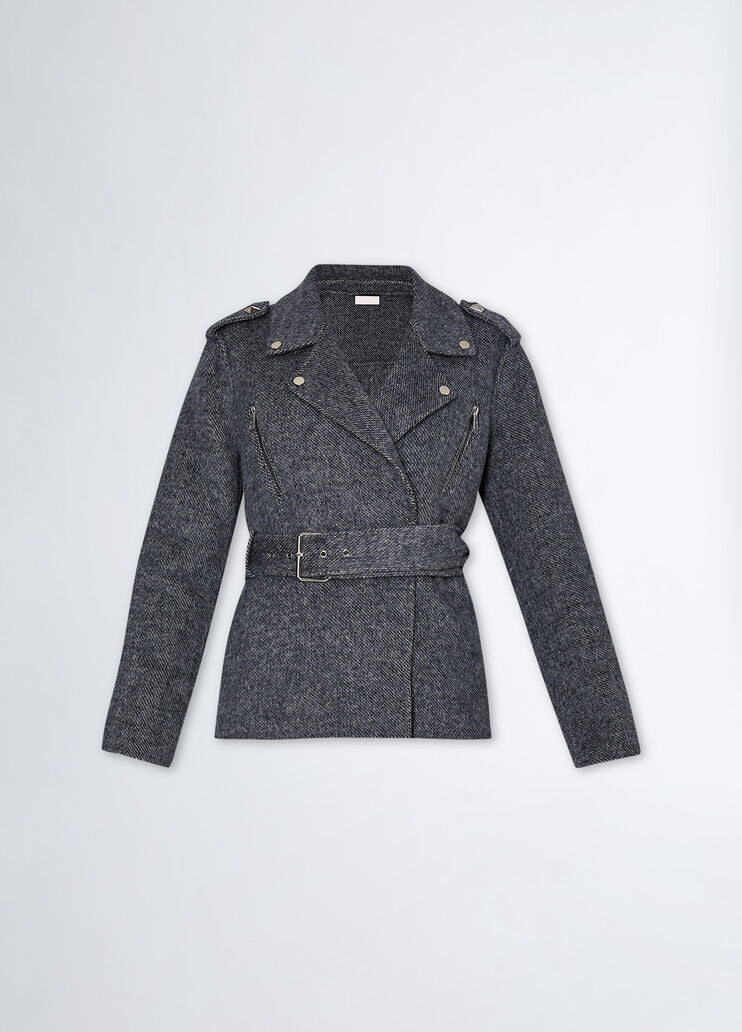 Wool blend biker jacket