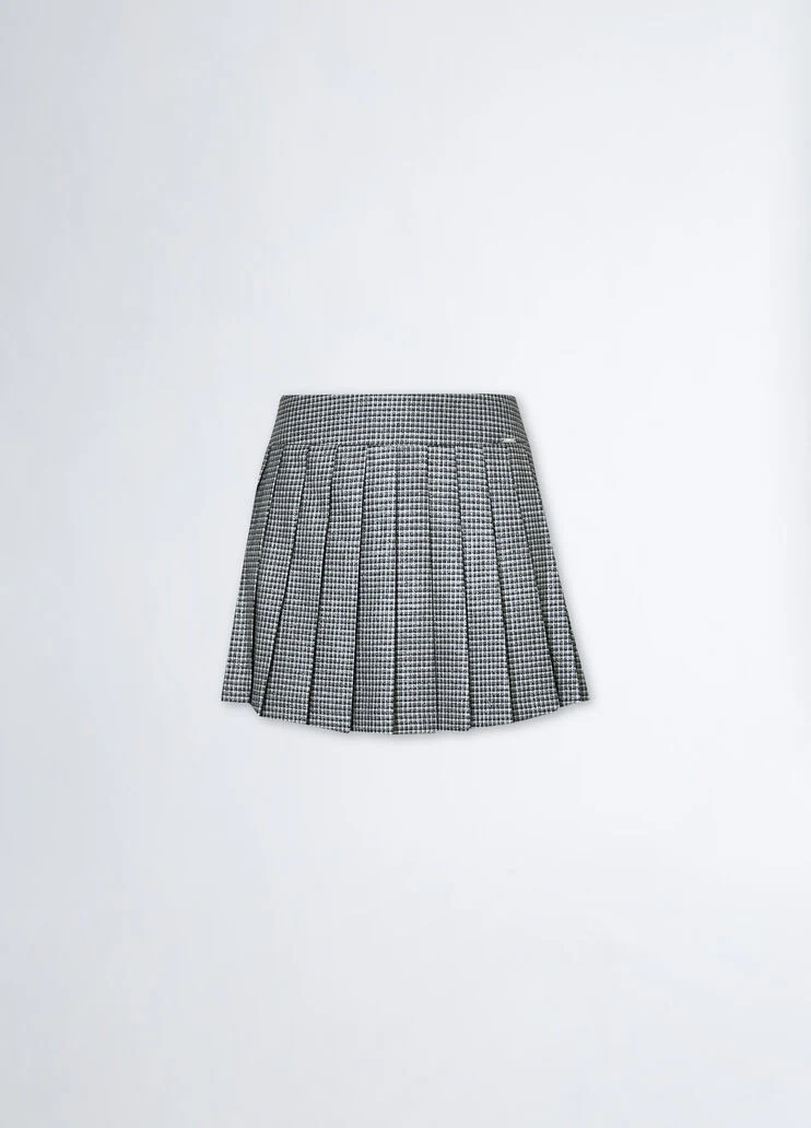 Pleated chequered miniskirt