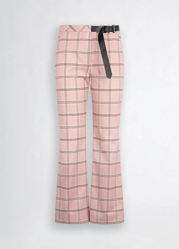 Flared check trousers
