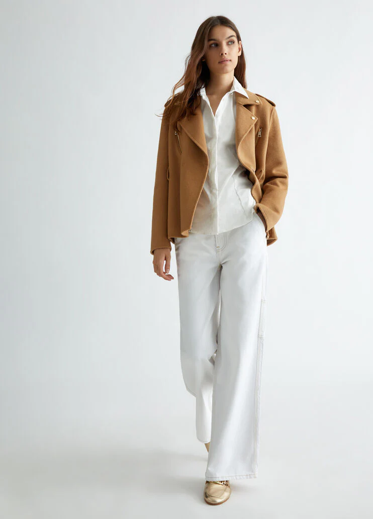 Wool blend biker jacket