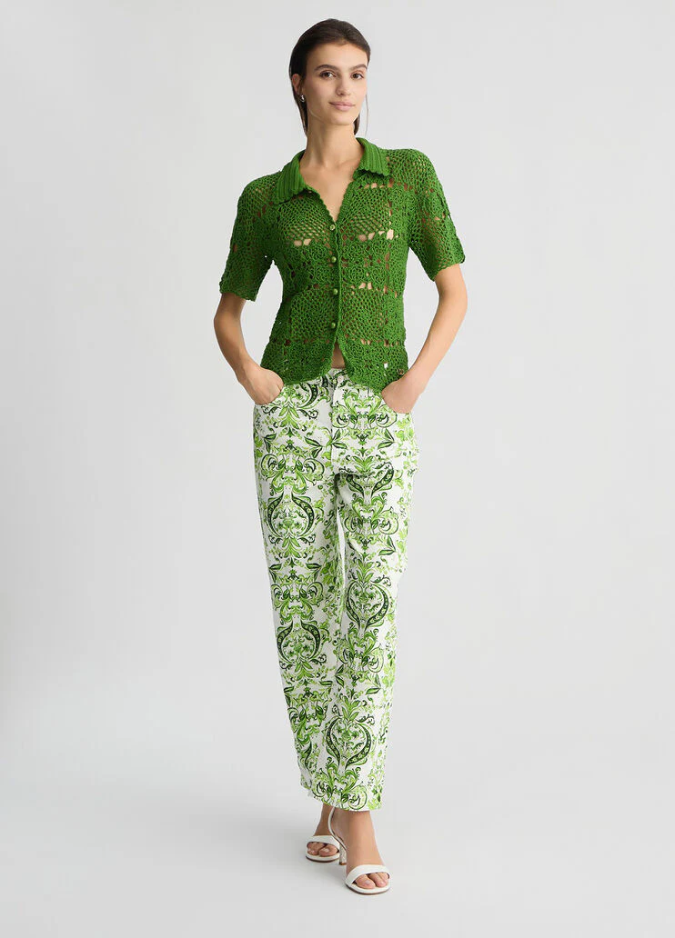 Printed cotton trousers