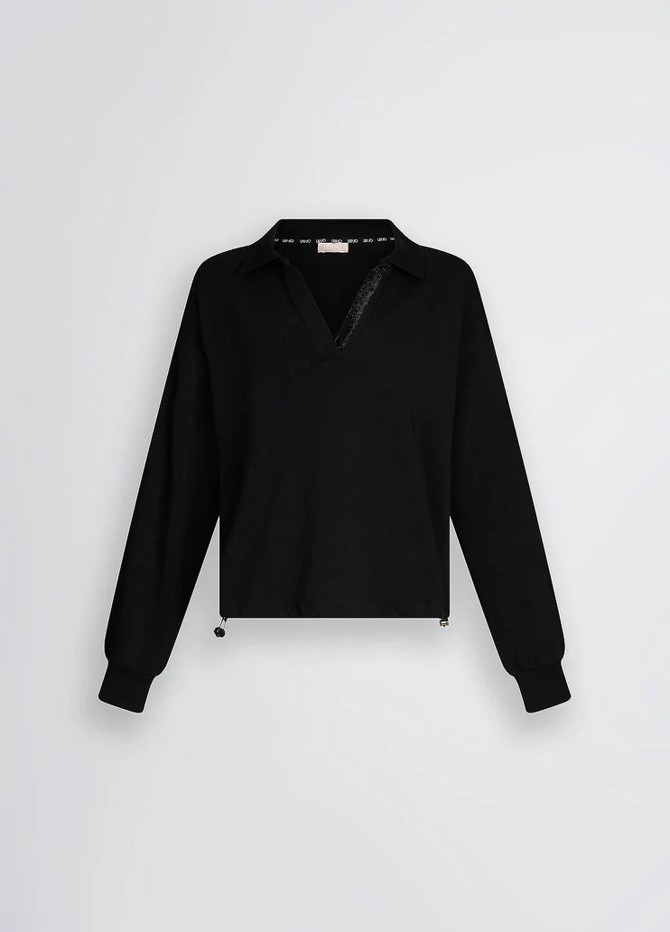 Black sweatshirt with rhinestones