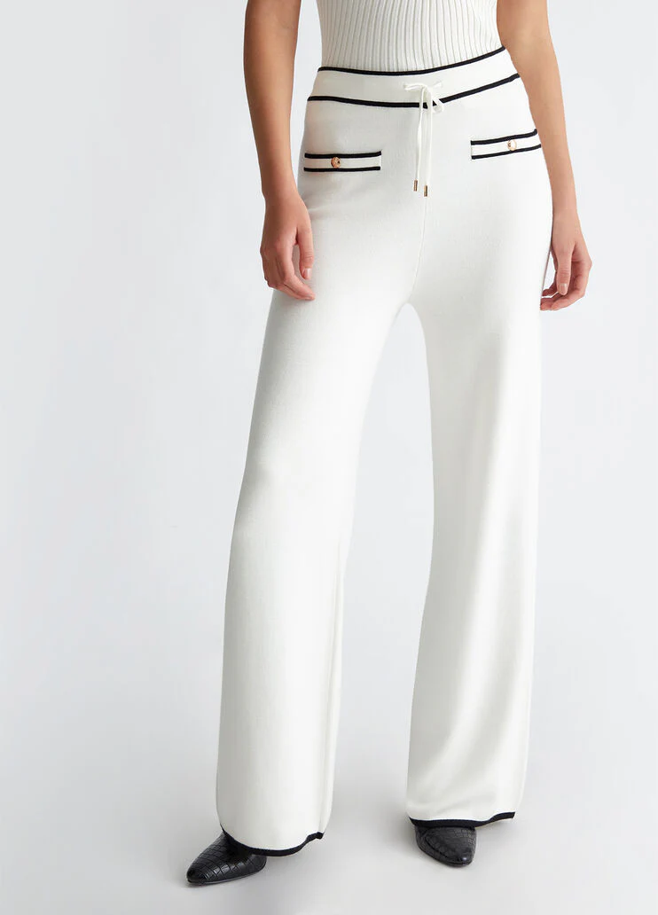 Silk-blend knit trousers