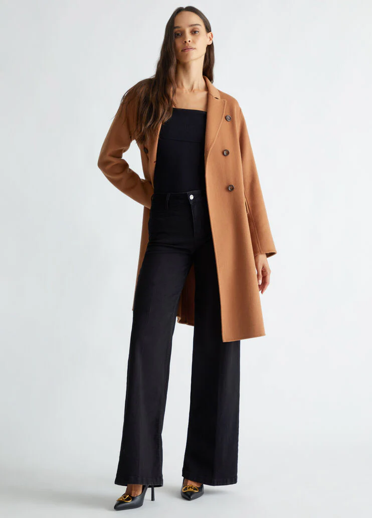 Double-breasted wool-blend coat
