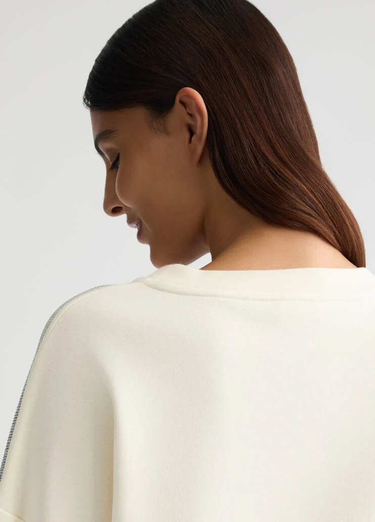 White sweatshirt with rhinestones