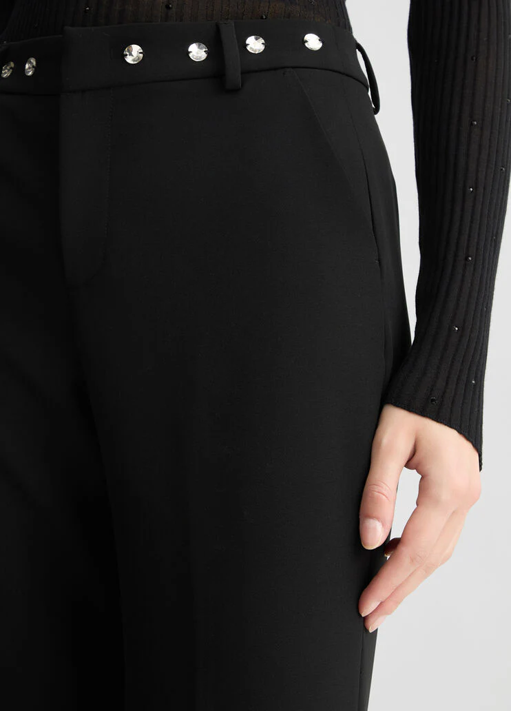 Trousers with rhinestones