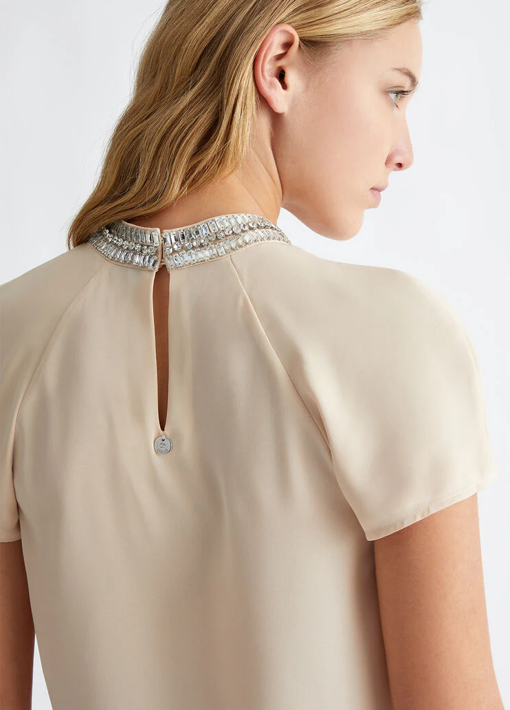Georgette top with rhinestones