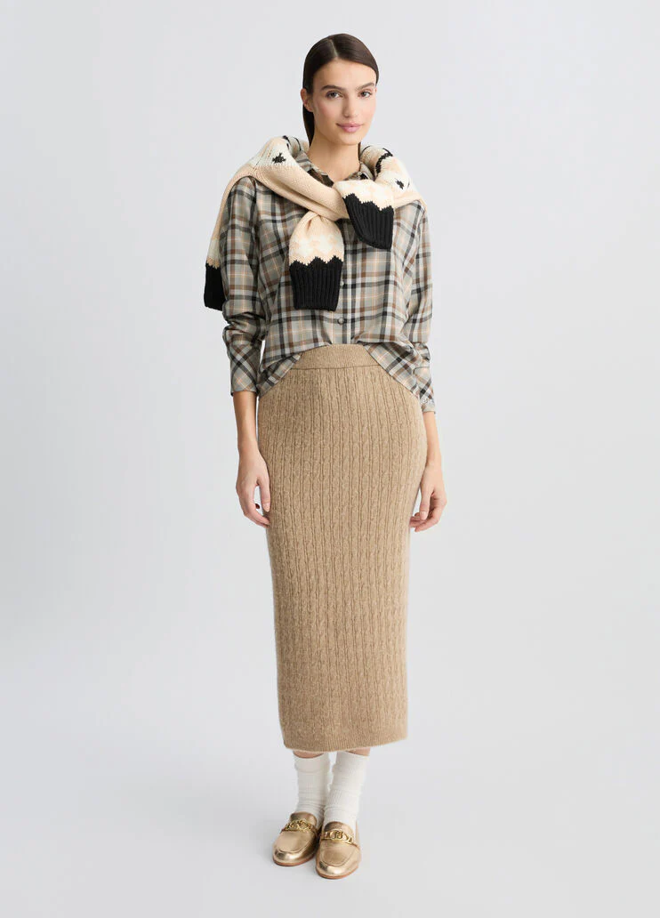 Checked shirt with bejewelled embroidery