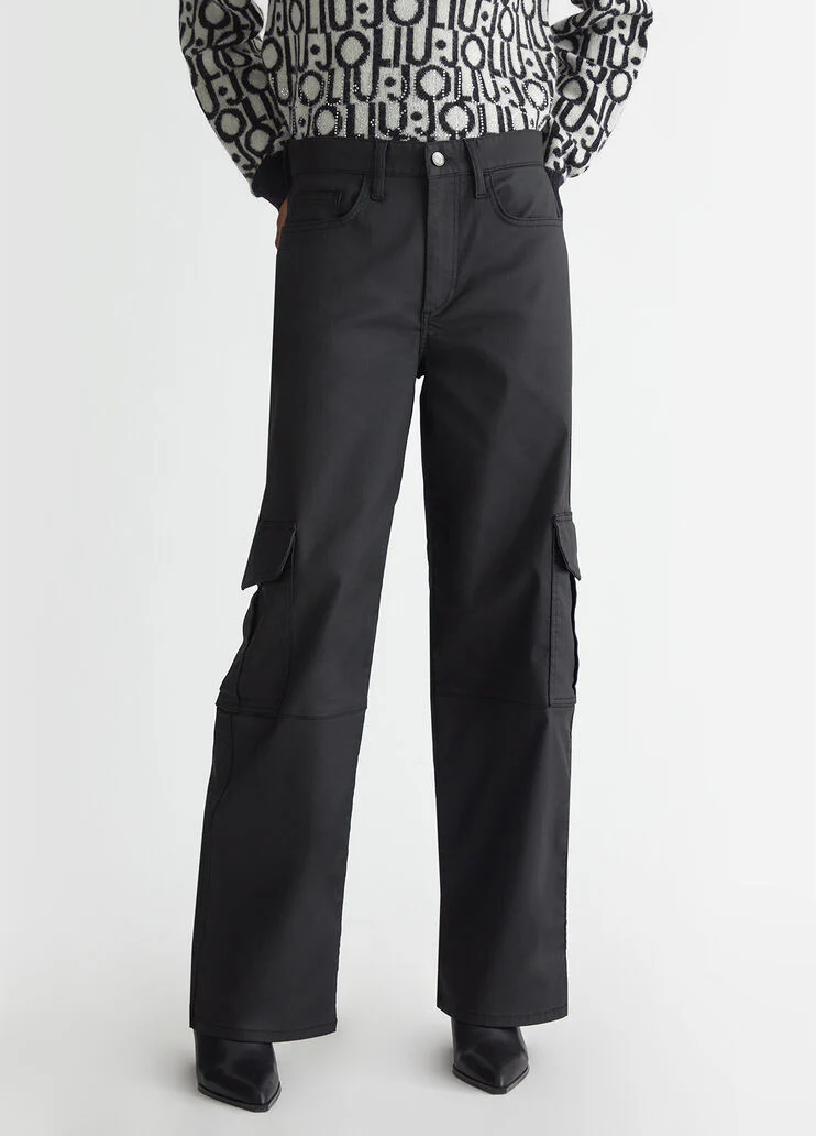 Coated fabric cargo trousers
