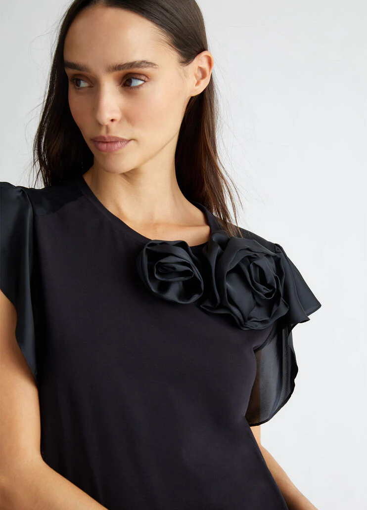 Jersey T-shirt with roses