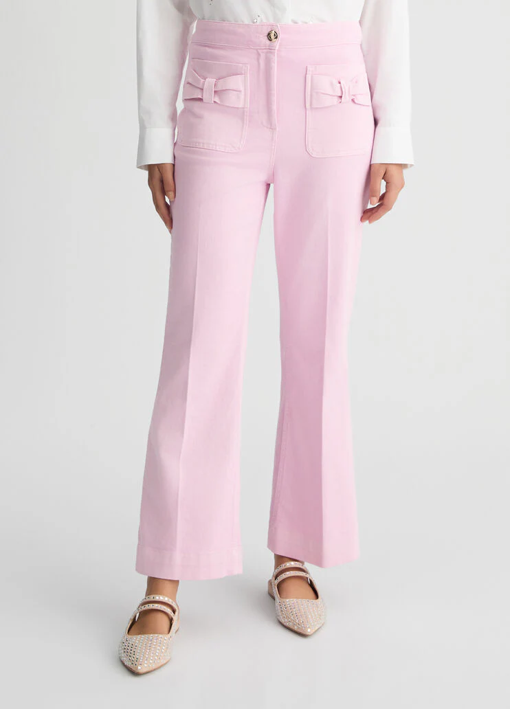 Cropped flared cotton trousers