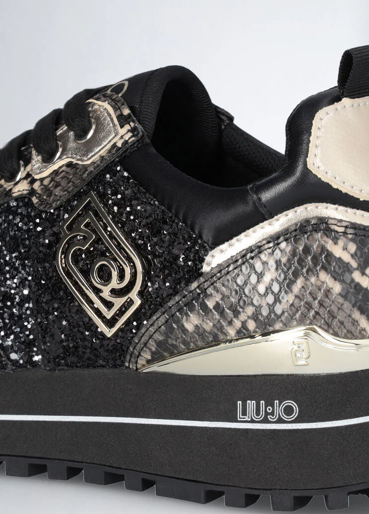 Platform sneakers with glitter