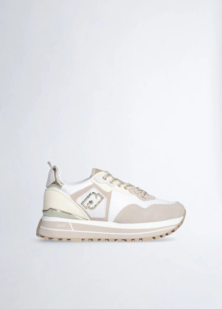 Suede and mesh platform sneakers