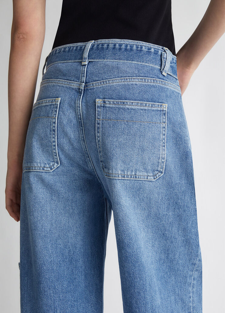 Flared cargo jeans with belt
