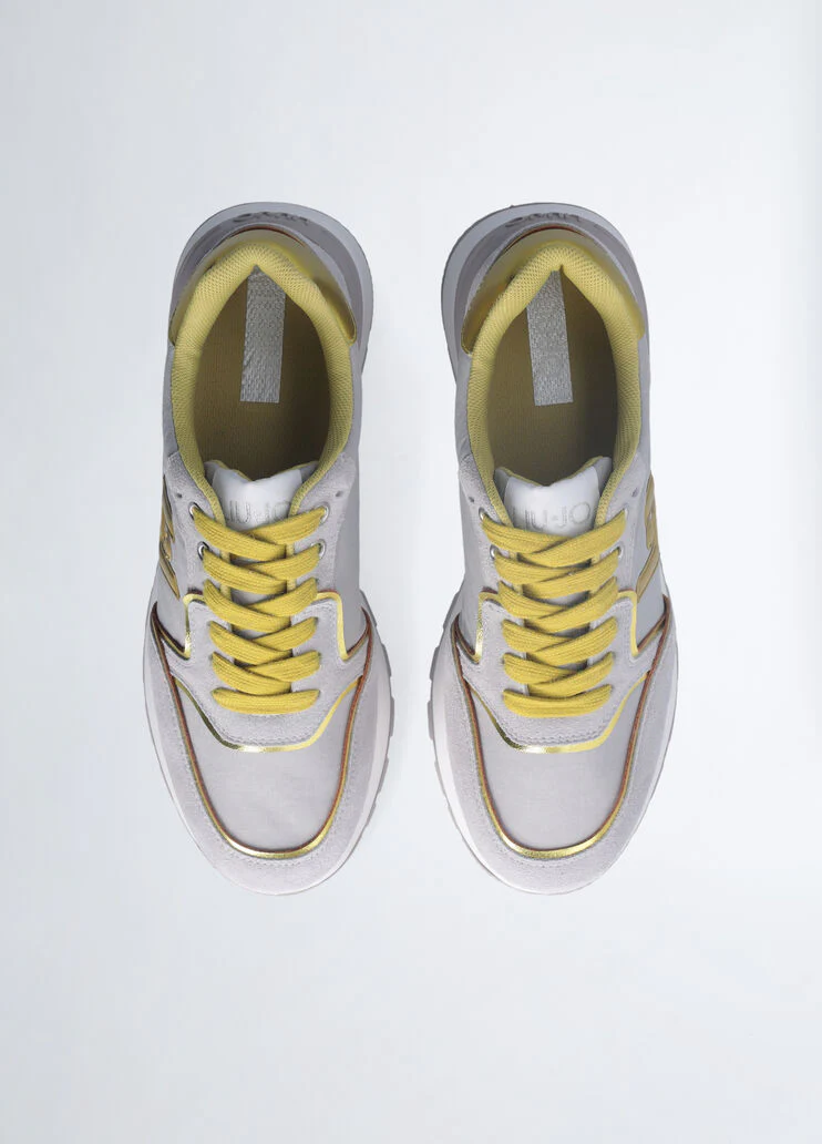 Platform sneakers in suede and nylon