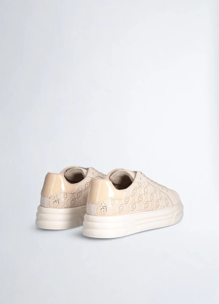 Beige monogram platform sneakers