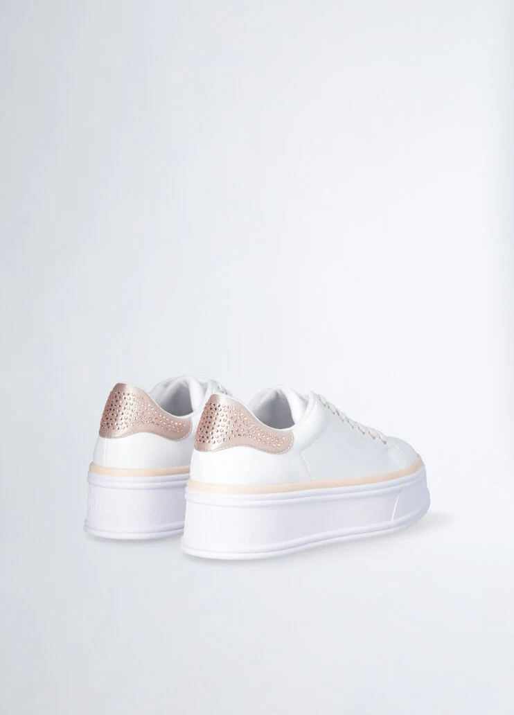 Leather sneakers with rhinestones