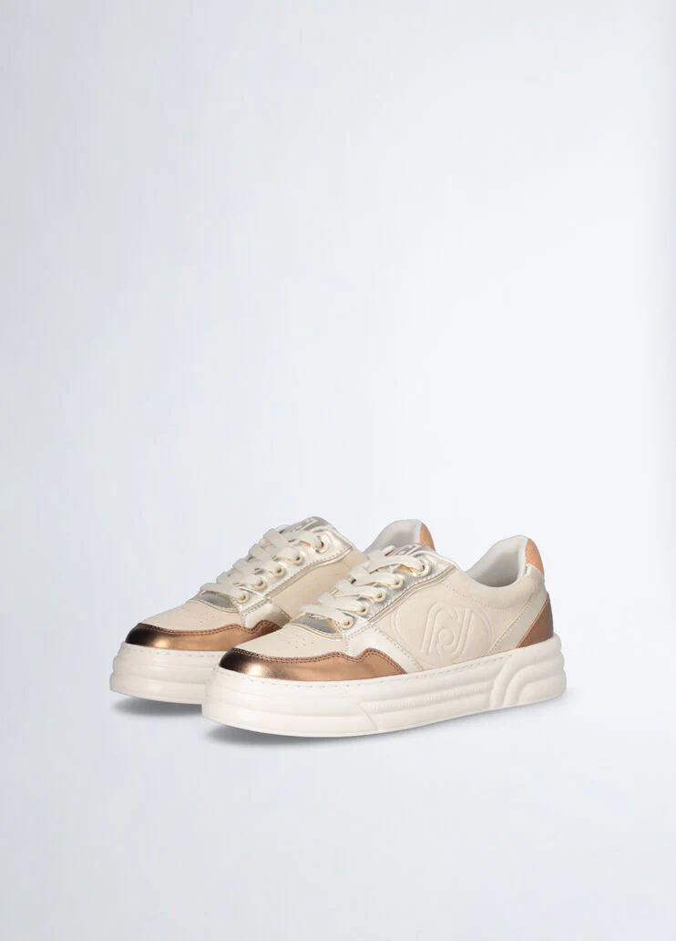 Beige suede platform sneakers