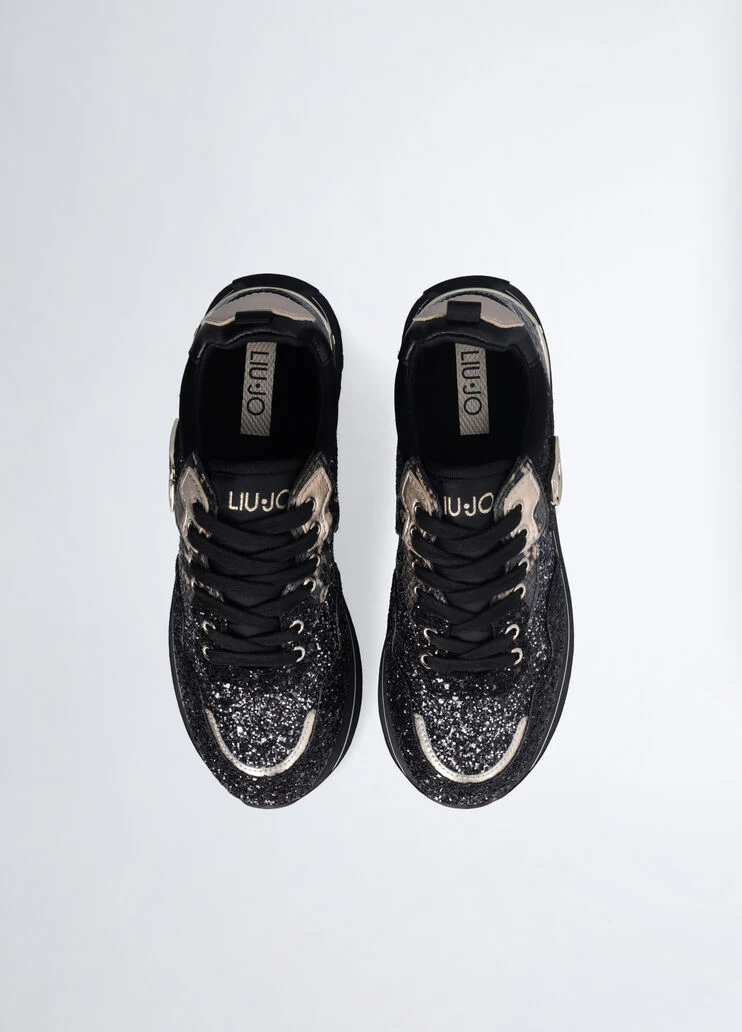 Platform sneakers with glitter