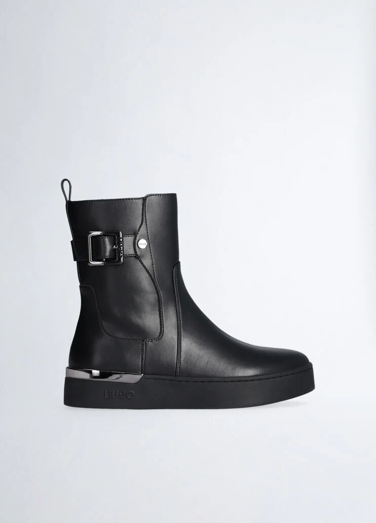 Black ankle boots with buckle